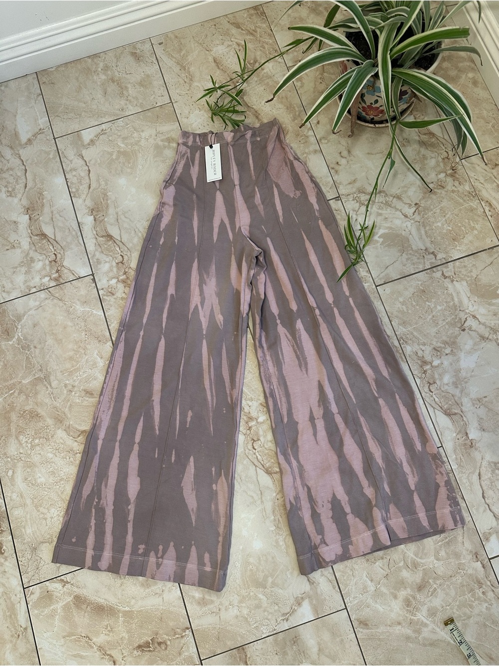 Ripley Rader ponte wide Leg Tie-Dye Pants in Dusty Mauve Pink